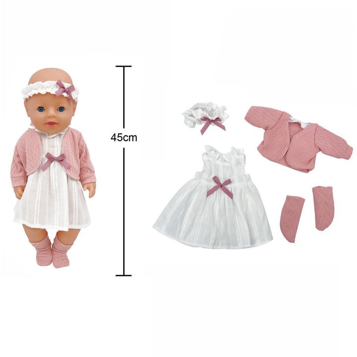 ROPA BEBÉ REBORN VESTIDO ROSA BLANCO