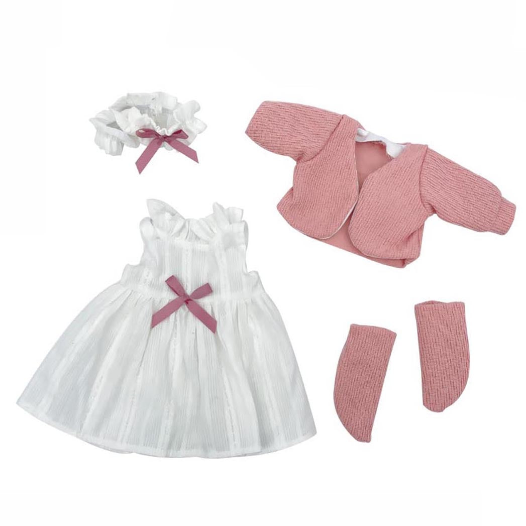 ROPA BEBÉ REBORN VESTIDO ROSA BLANCO ROOTS TOYS – Roots Toys