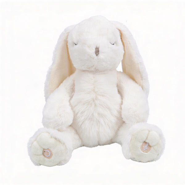 Conejo musical de apego color blanco para bebé, peluche suave con caja de música