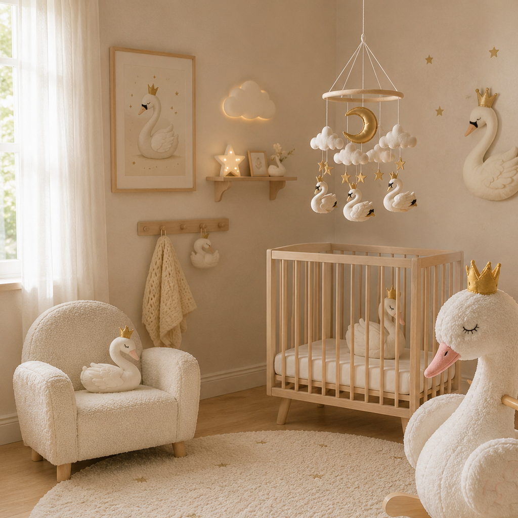 MOVIL BEBE CISNES ESTRELLAS