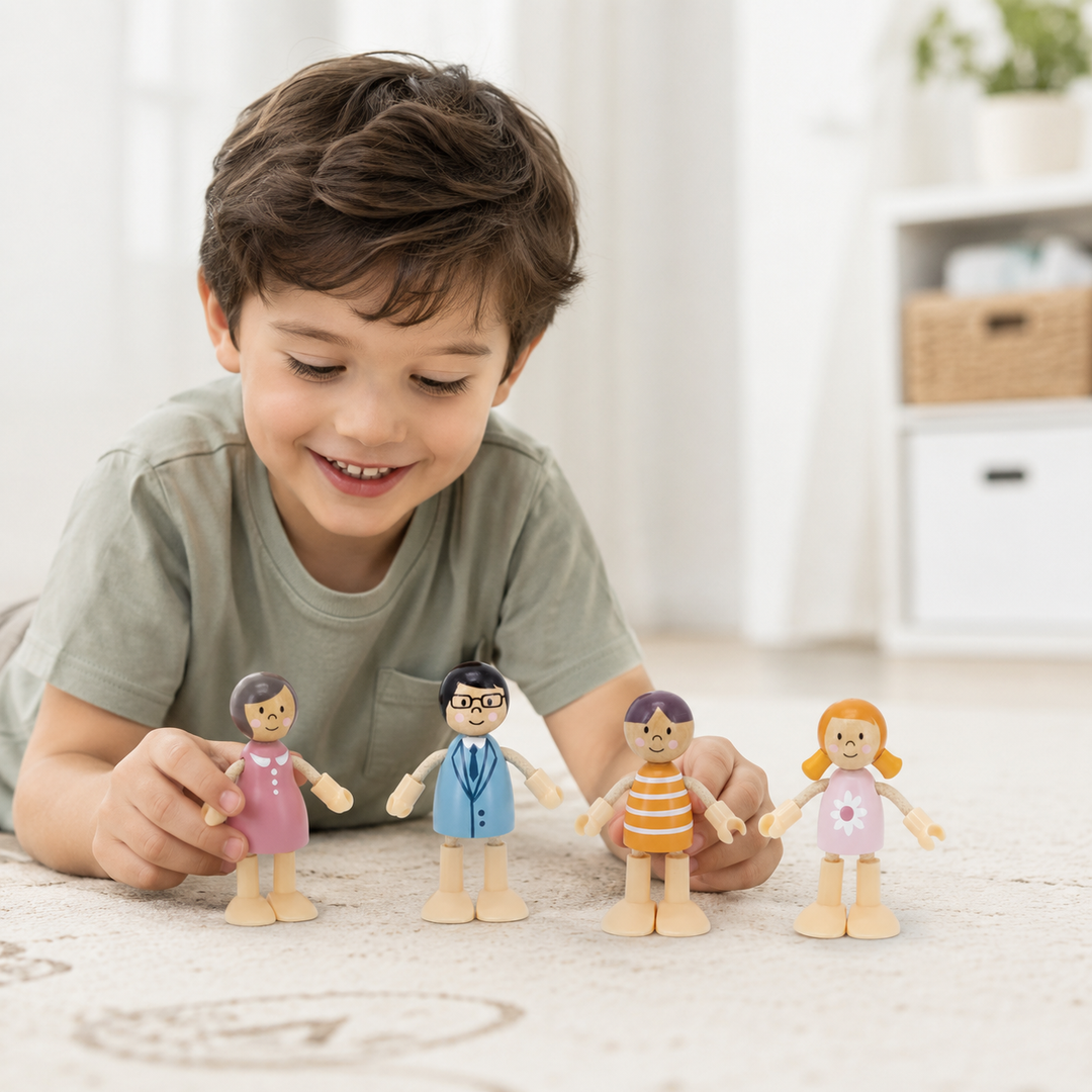 FAMILIA MUÑECOS FLEXIBLES DE MADERA