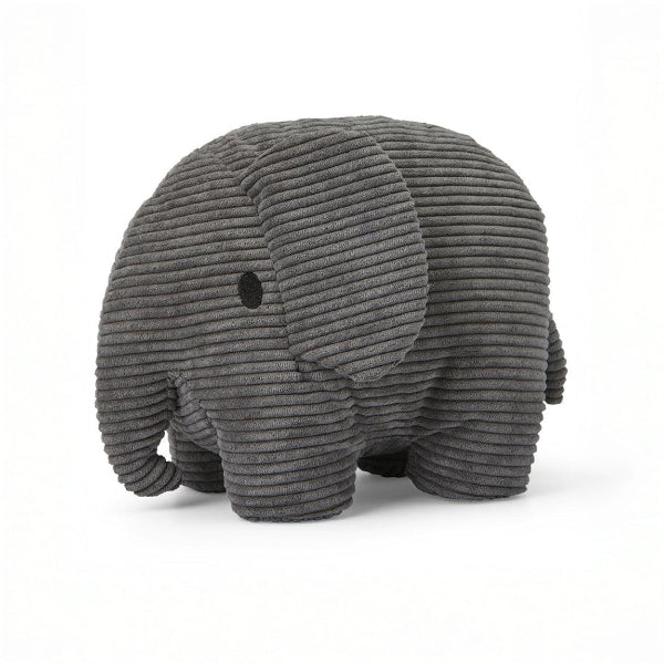 Elefante de corduroy gris para abrazar y decorar, tierno compañero de juegos