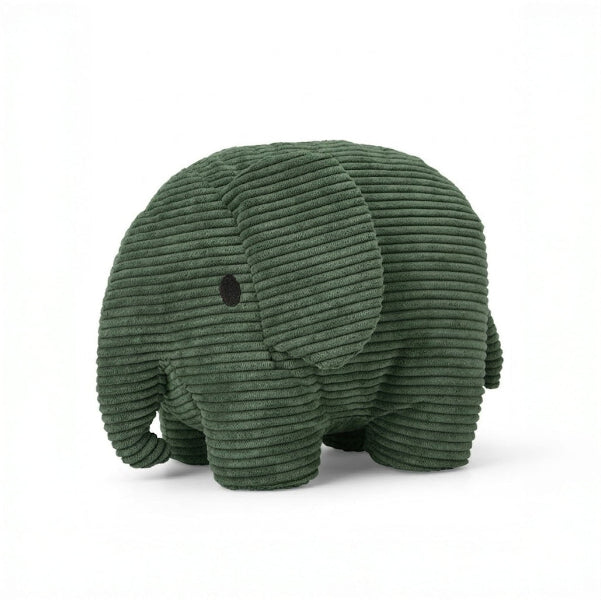 Peluche elefante verde de corduroy suave, compañero de descanso para niños