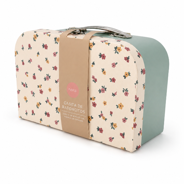 Maleta de ratoncitos con cama y muebles en miniatura, juguete de tela infantil