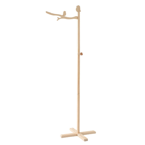 Soporte de móvil a piso de madera natural modelo pajarito para bebé