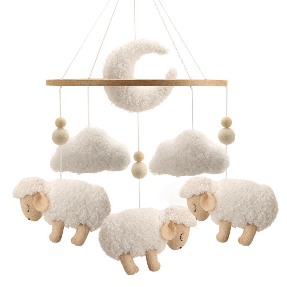 movil bebe ovejas madera
