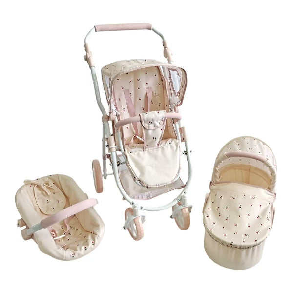 Coche de muñecas travel system plegable, juguete de arrastre para niños