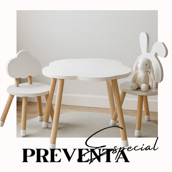 PREVENTA MESA & SILLAS NUBE Y CONEJO