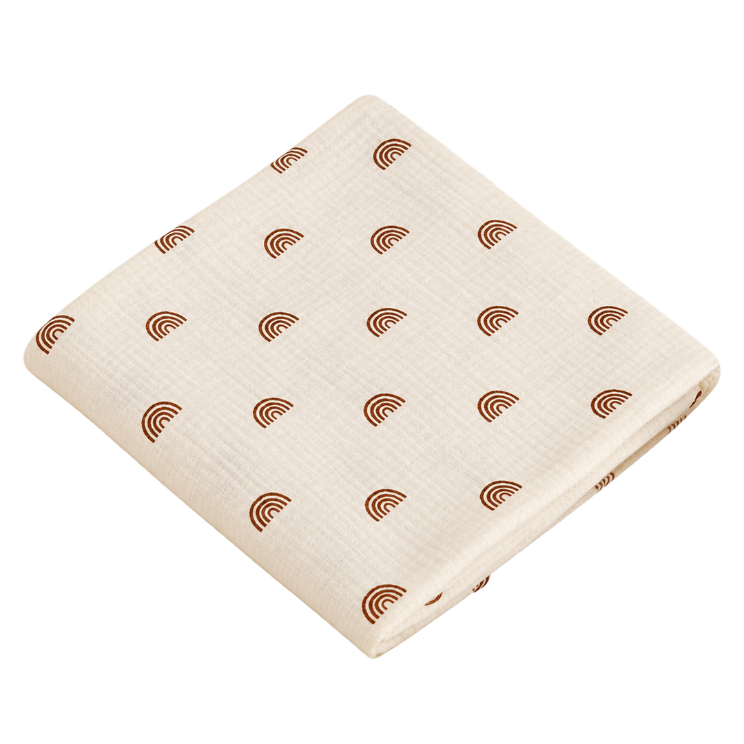Muselina de algodón orgánico con estampado de arcoíris para bebé