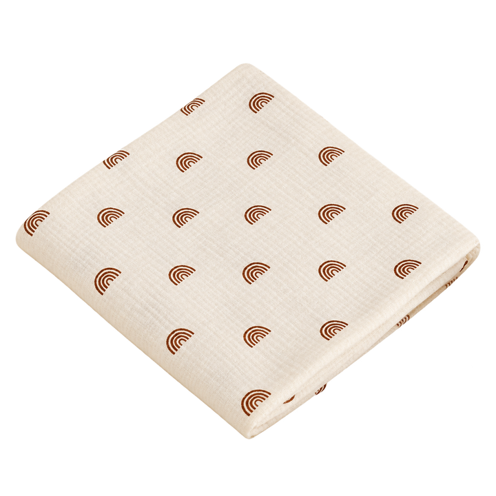 Muselina de algodón orgánico con estampado de arcoíris para bebé