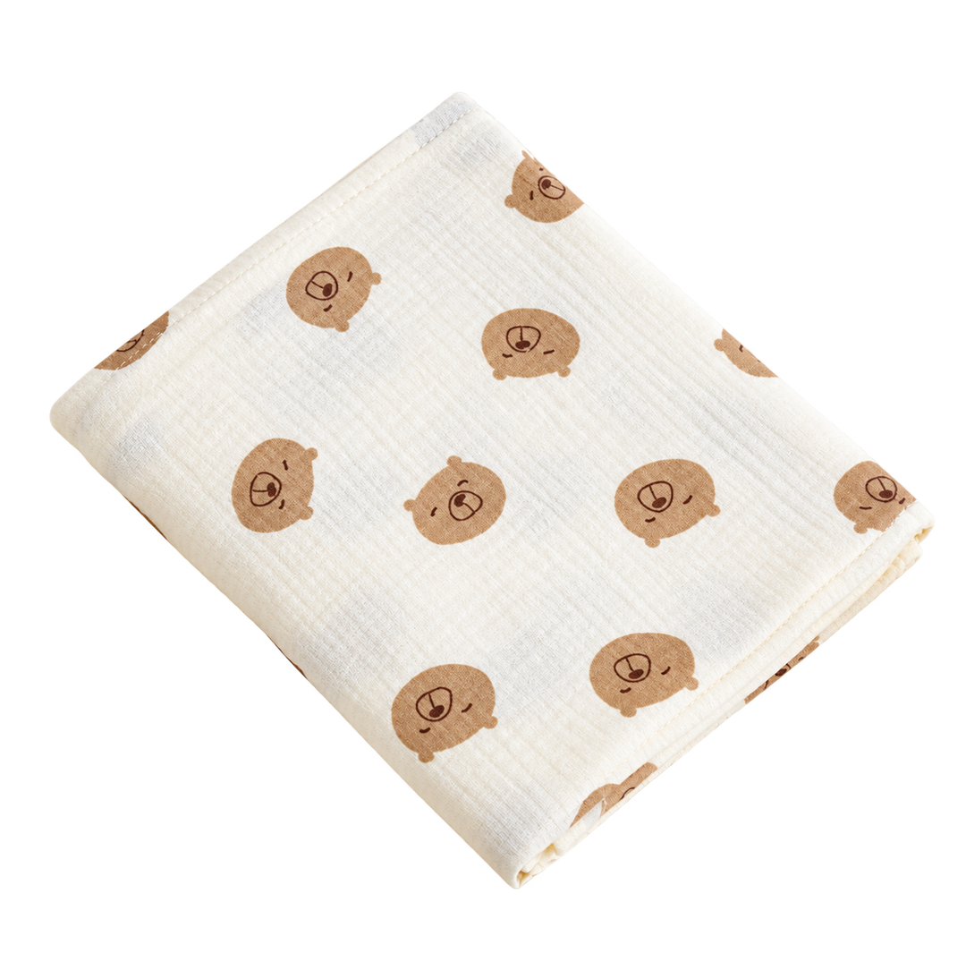 Muselina de algodón orgánico con estampado de osos para bebé