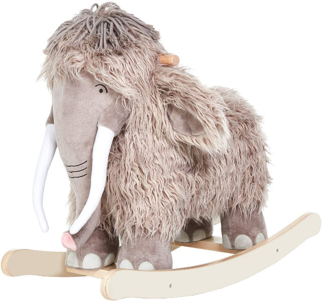 Balancín mecedor infantil con forma de mamut en madera y felpa suave